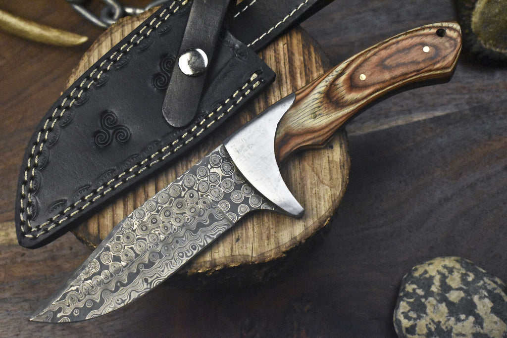 Custom Handmade J2 Steel Hunting Knife | 10" Pakkawood Handle with Steel Bolster | Leather Sheath Included