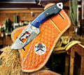 Custom Handmade Damascus Bull Cutter Knife with Leather Sheath