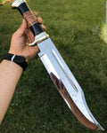 Supreme Custom Handmade 440C Steel Crocodile Dundee Bowie Knife – 16” Heavy Duty Masterpiece with Elite Leather Sheath