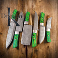 Best Japanese Knife Set – 13" Damascus Steel Kitchen Knives with Pakkawood Handles & Leather Roll Kit