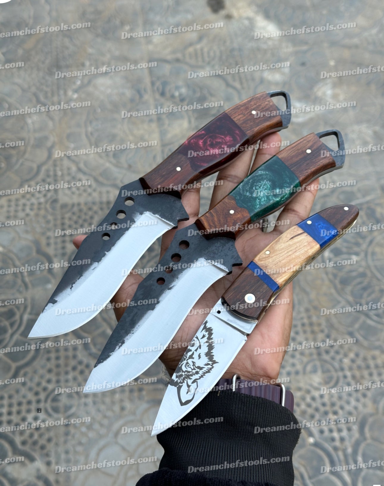 Handmade hunting knife and folding