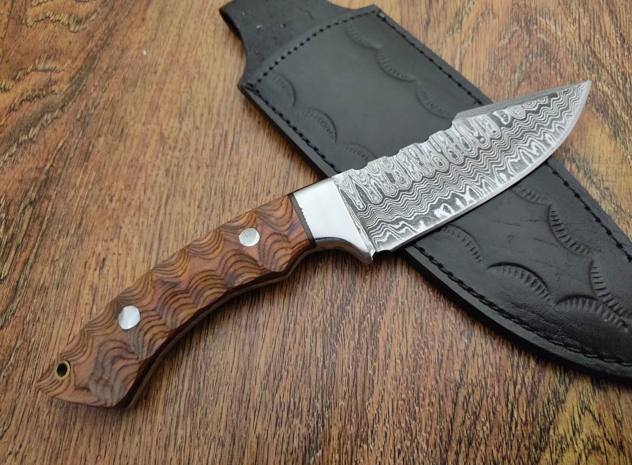 Custom Handmade Damascus Steel Bushcraft Camping Hunting Knife|Doveknife