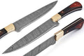 Custom Handmade Damascus Fillet Knife - 12" with Exotic Wood Handle and Brass Bolster