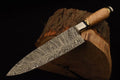 Custom Handmade Damascus Steel Chef Knife - 13 Inch Blade with Olive Wood Handle and Brass Spacers