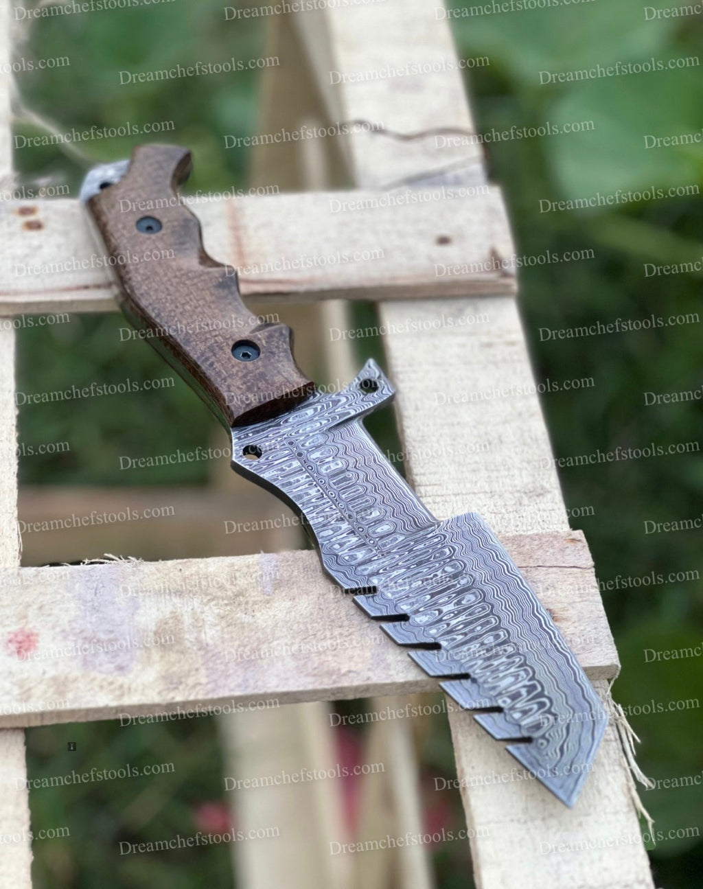 Custom handmade Damascus steel tracker knife