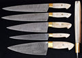 Best Japanese Cutlery Set – 13” Handmade Damascus Steel Chef Knife with Camel Bone Handle, Brass Bolster & Leather Sheath
