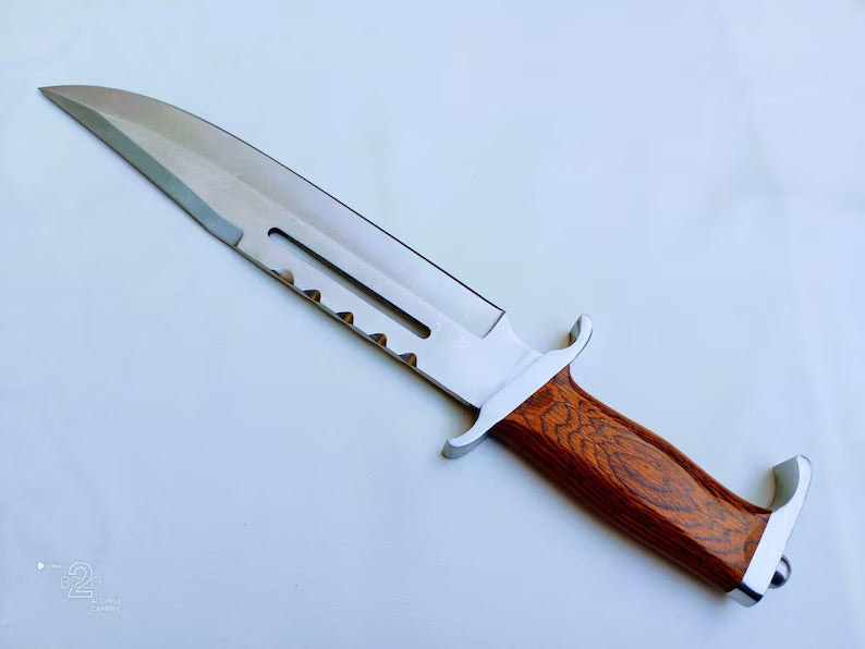 Premium Custom Handmade J2 Steel Bowie Knife – 15" Pakka Wood Handle with Steel Guard & Leather Sheath