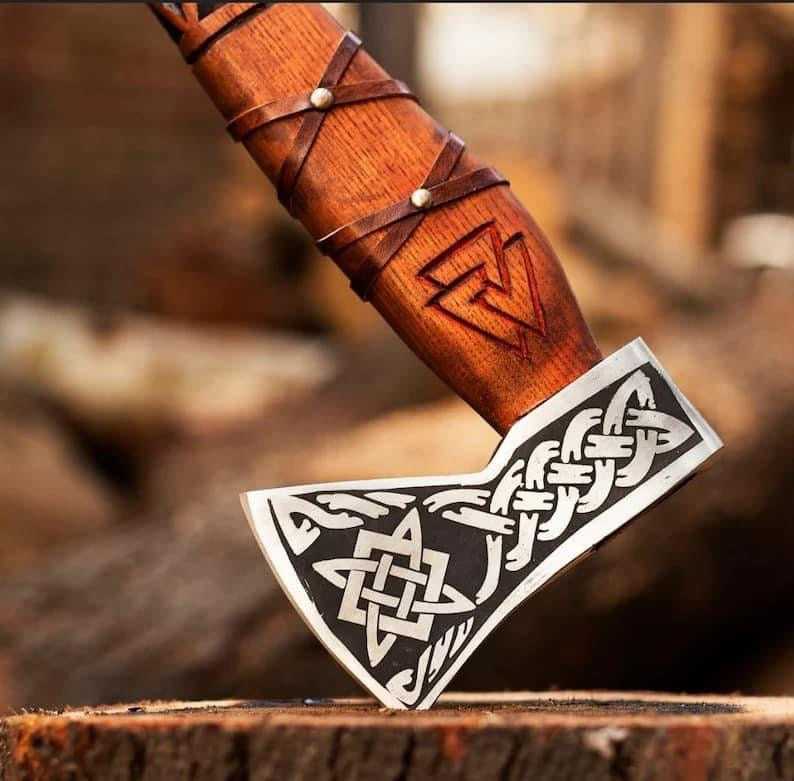Handmade Viking Axe Hatchet, Hand Forged Wood
