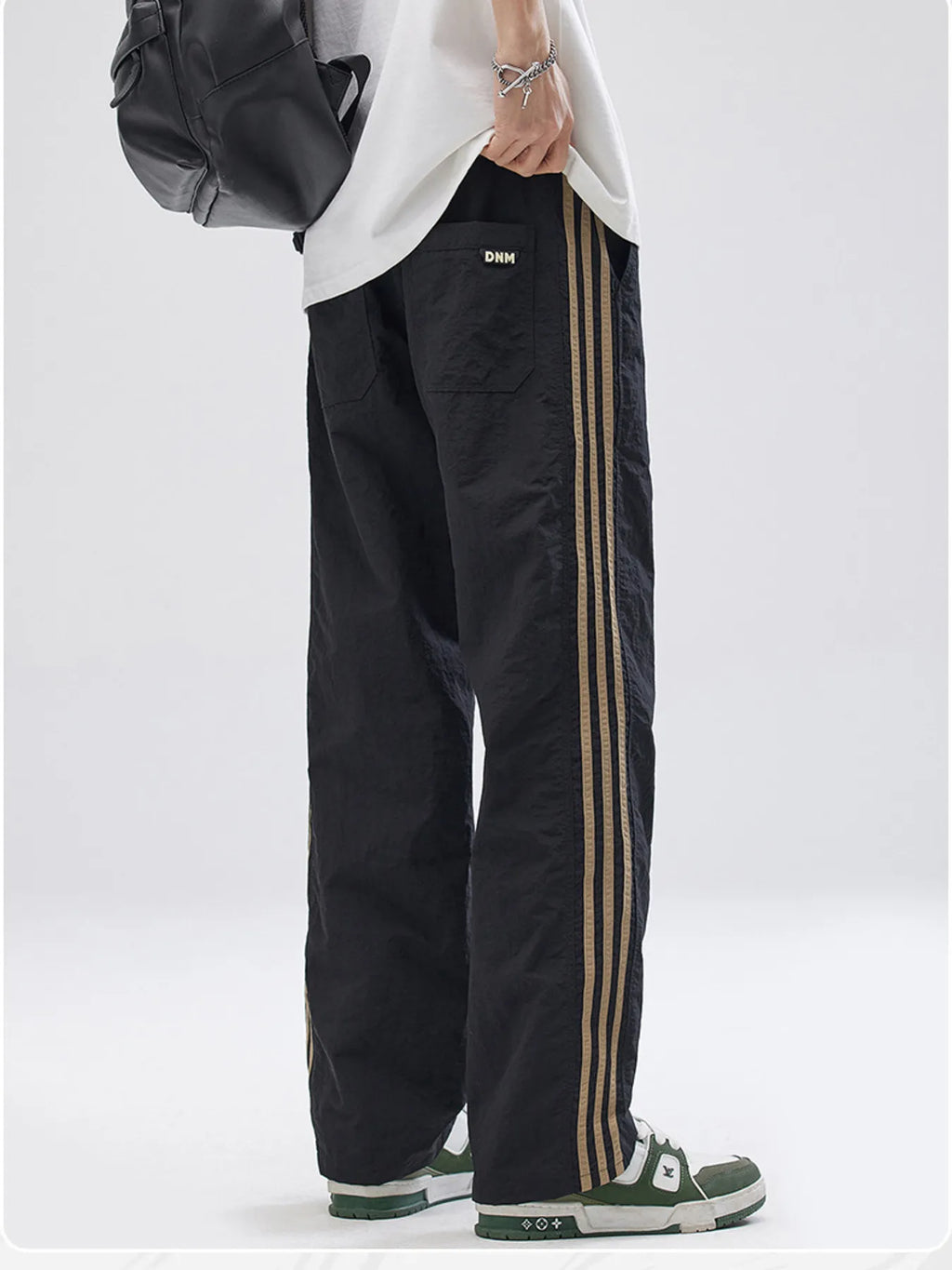 Men's Full Size Drawstring Wide Leg Pants with Side Striped Plus Size