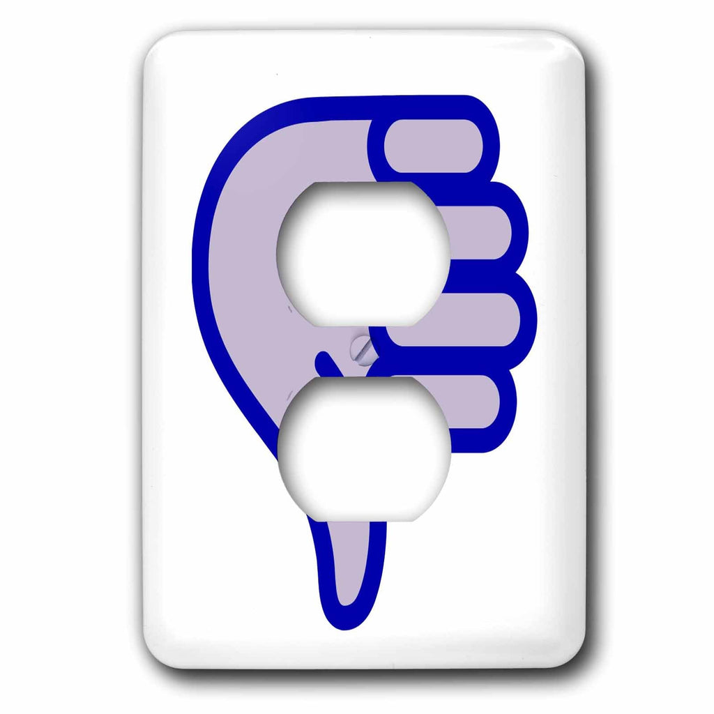 3dRose Thumbs down, blue hand on a white background - Light Switch Covers (lsp_265887)