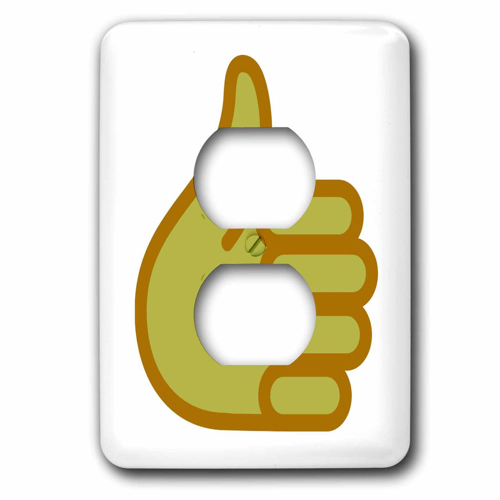 3dRose Thumbs up, yellow hand on a white background - Light Switch Covers (lsp_265888)