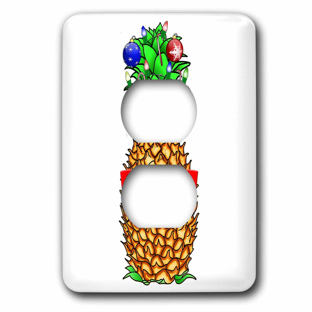 3dRose A cute Christmas holiday pineapple decorated with... - Light Switch Covers (lsp_325604)