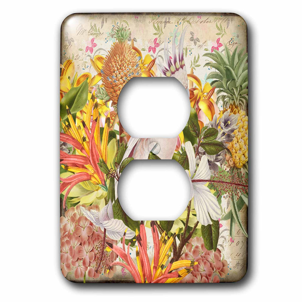 3dRose Cockatoo and Tropical Platzs Illustration - Light Switch Covers (LSP_325622)