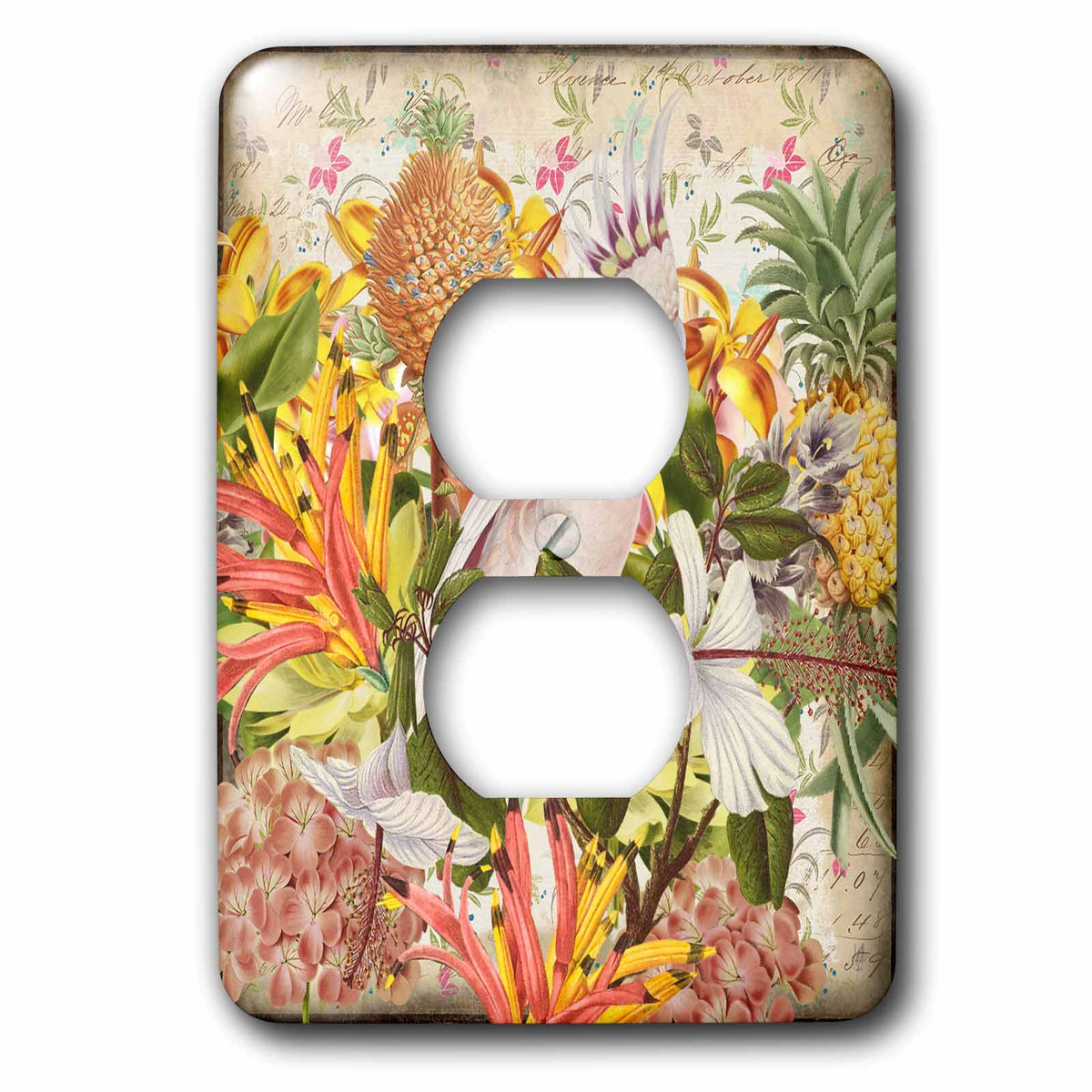 3dRose Cockatoo and Tropical Platzs Illustration - Light Switch Covers (LSP_325622)