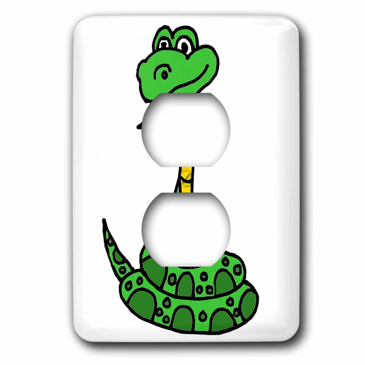 3dRose Funny Cute Coiled Greeen Python Snake Cartoon - Light Switch Covers (lsp_325791)