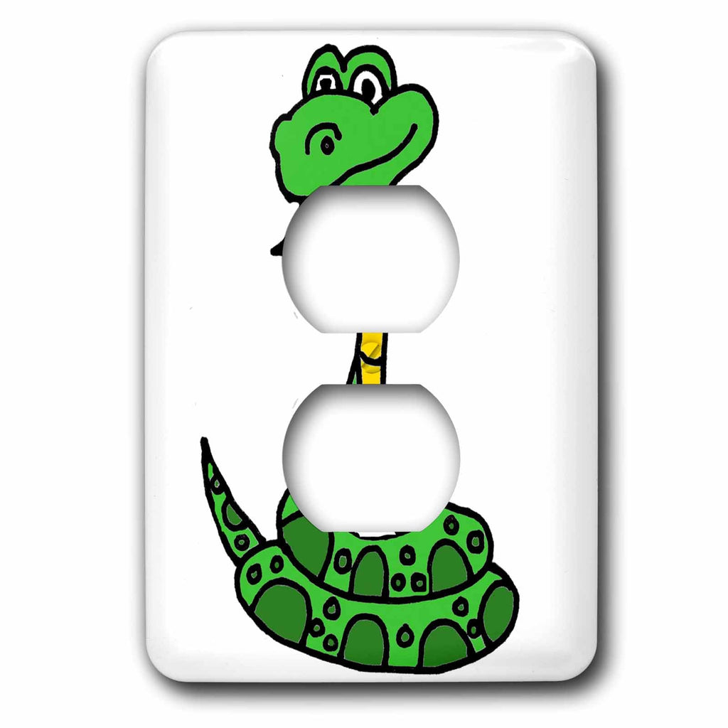 3dRose Funny Cute Greeen Python Snake Squeezing Soccer Ball... - Light Switch Covers (lsp_325793)