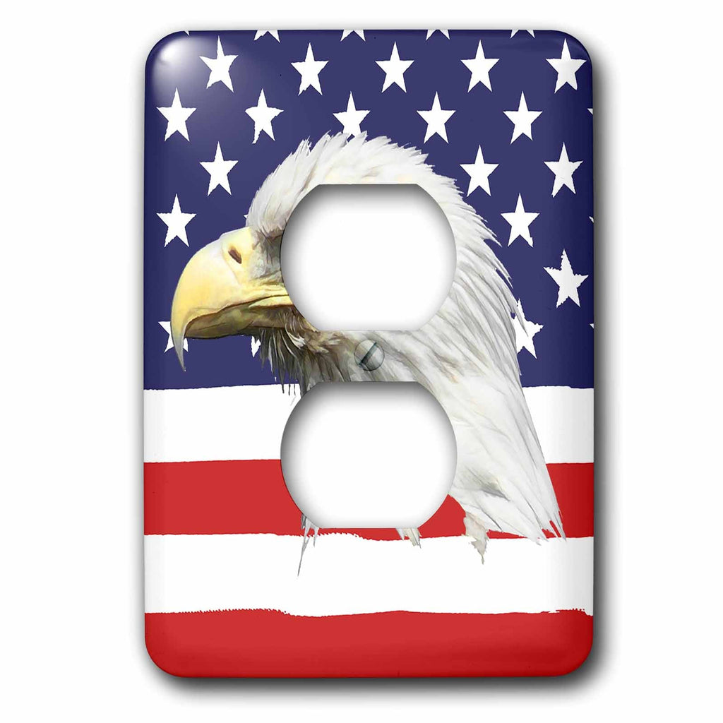 3dRose American bald eagle over the USA flag. An elegant... - Light Switch Covers (lsp_325860)