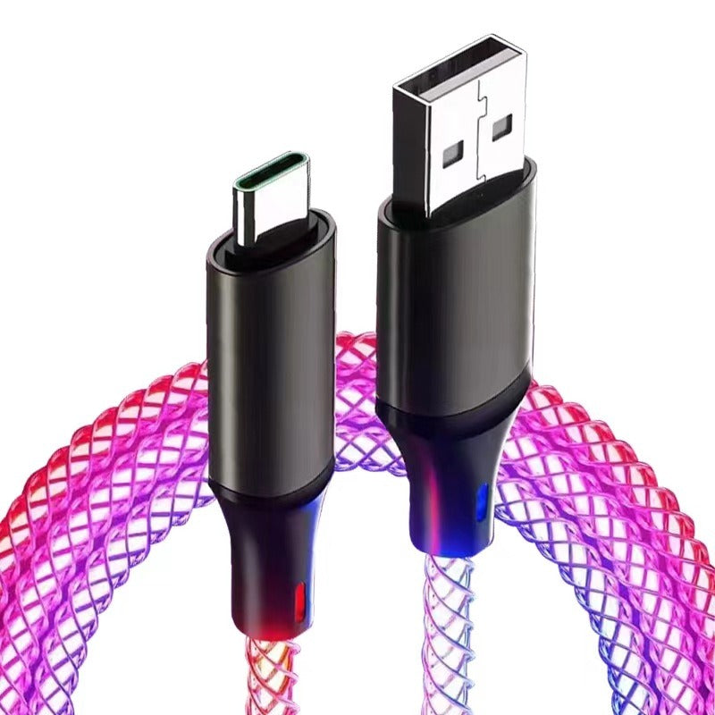 Data cable car luminous breathing gradient PD60W 27W super fast charging suitable for Apple Android Type