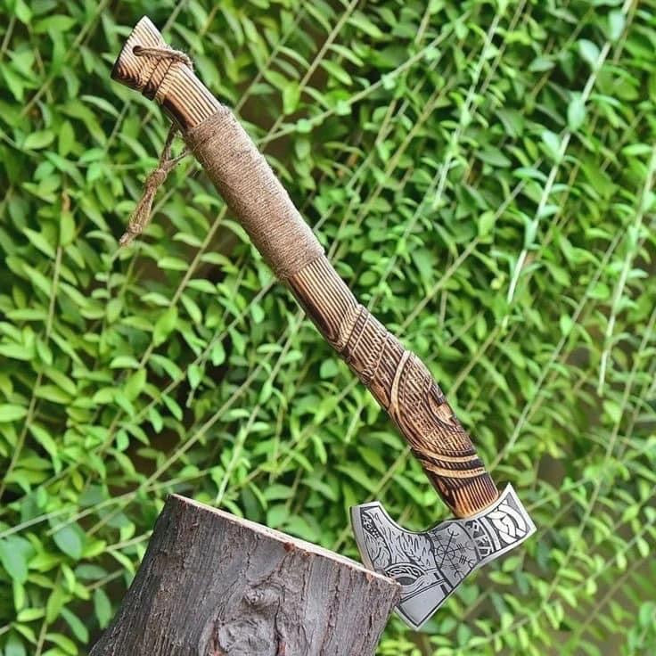Handmade Viking Axe Hatchet, Hand Forged Wood Splitting Axe