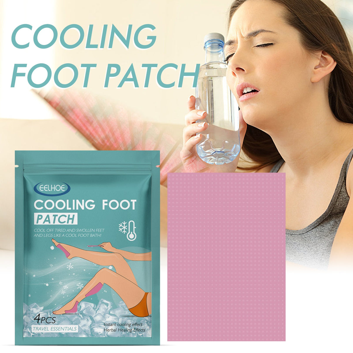 Cooling Foot Patch, Body Cooling External Physical Quick Cooling Patch Cool Refreshing Treatment Cold Compress