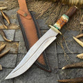 Custom Handmade J2 Steel Bowie Knife with Rosewood, Bone, and Brass Guard Handle - 16" Overall Length
