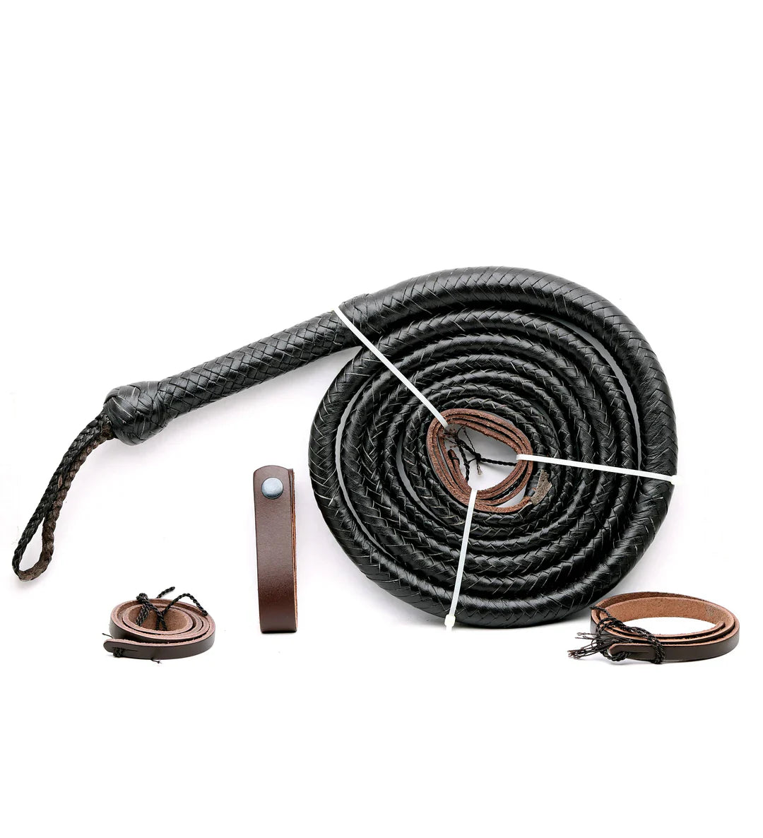 Black Leather Bullwhip – Premium Handcrafted Cowhide Whip (4ft–16ft)