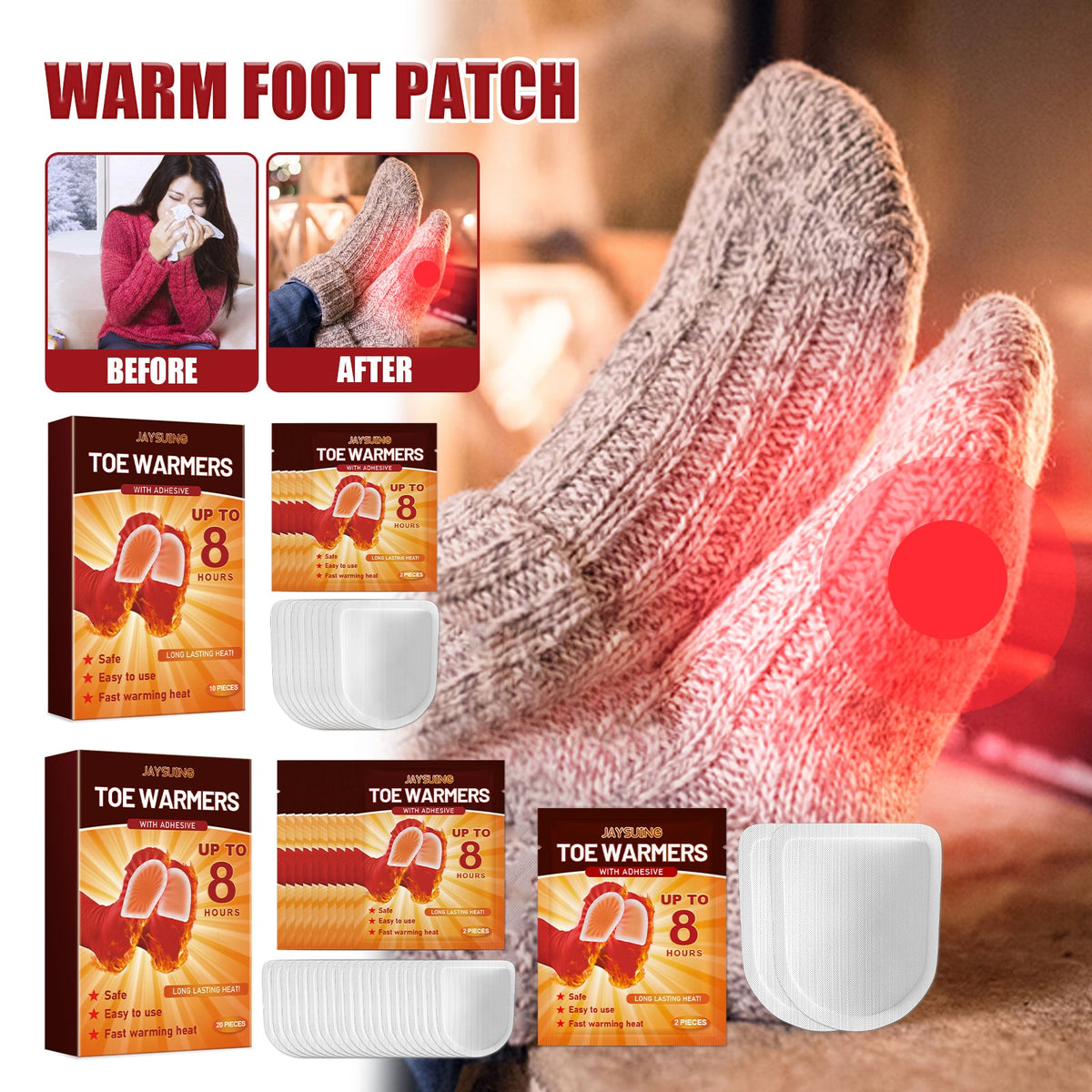 Foot Warmer, Self-Heating Compact Portable Foot Warm Pad For Quick Heating And Heating Feet