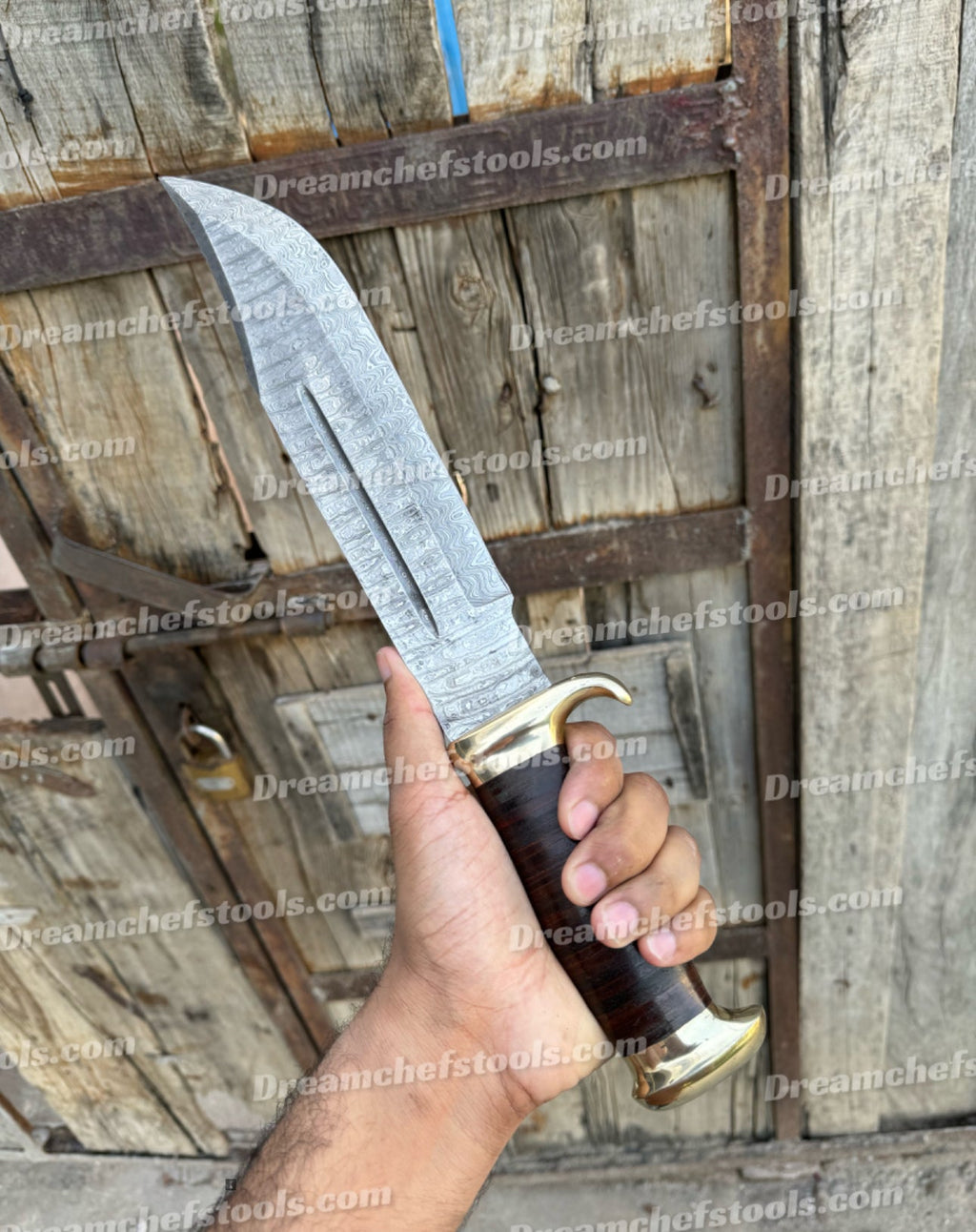 Damascus Hunting Knife, Crocodile Dundee Bowie Knife, Damascus Fixed Blade Knife, Gigantic Damascus Knife