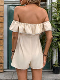 Tied Ruffled Off-Shoulder Short Sleeve Romper