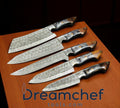 Damascus Steel Knife Set – 13” Handmade Chef Knife with Rosewood or Pakkawood Handle for Fall Cooking