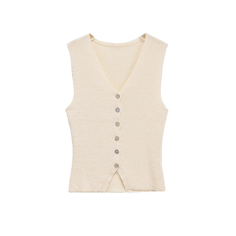Spring New Style Round Neck Solid Color Loose Design Unique Temperament Knitwear