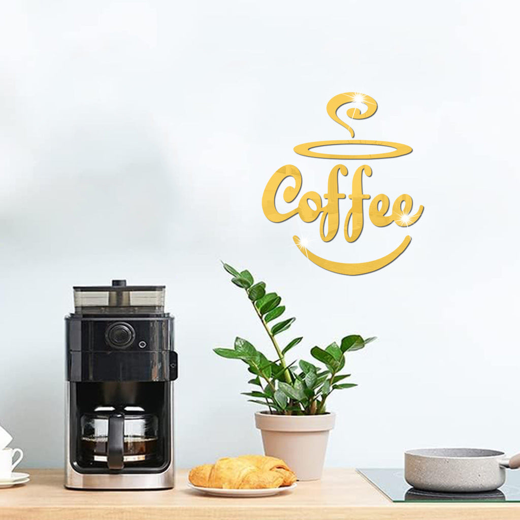 Coffee Themed Mirror Acrylic Wall Stickers for Kitchen and Dining Room
