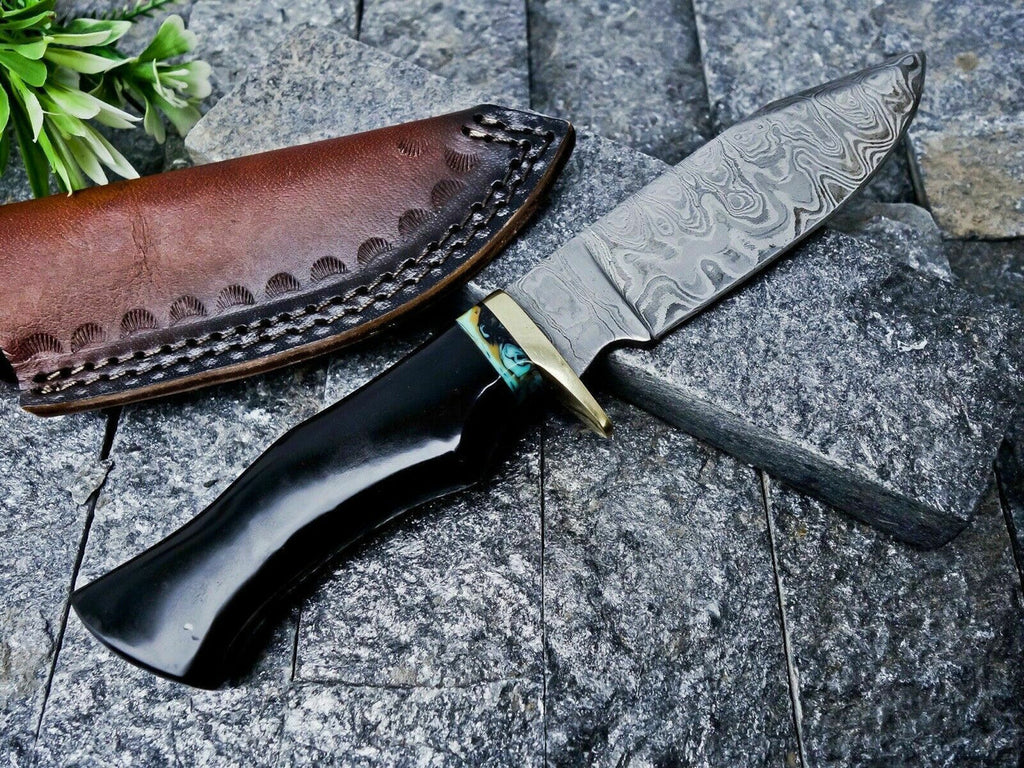 Custom Handmade Damascus Steel Hunting Full Tang Knife W/Sheath