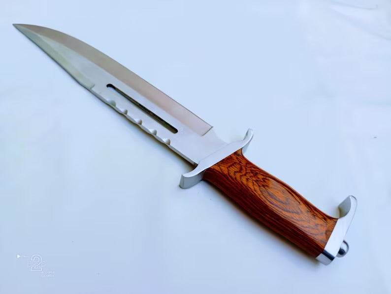 Premium Custom Handmade J2 Steel Bowie Knife – 15" Pakka Wood Handle with Steel Guard & Leather Sheath