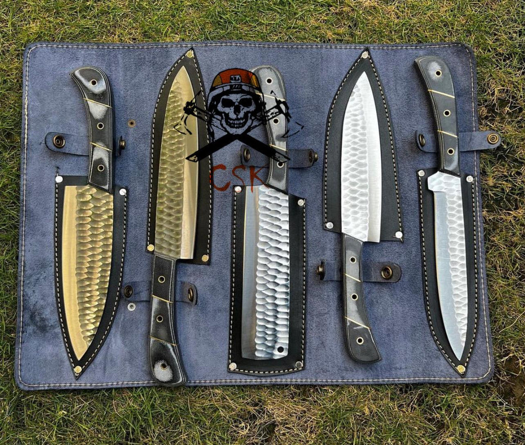 5pcs Custom made D2 Steel chef knives set