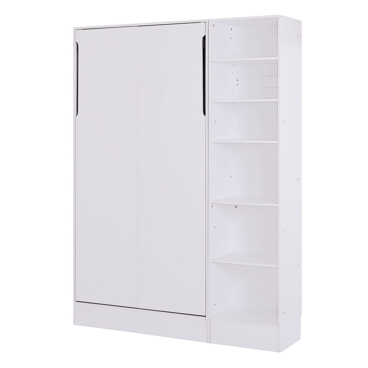 Twin Size Murphy Bed Wall Bed with Sofa,with Shelves,White