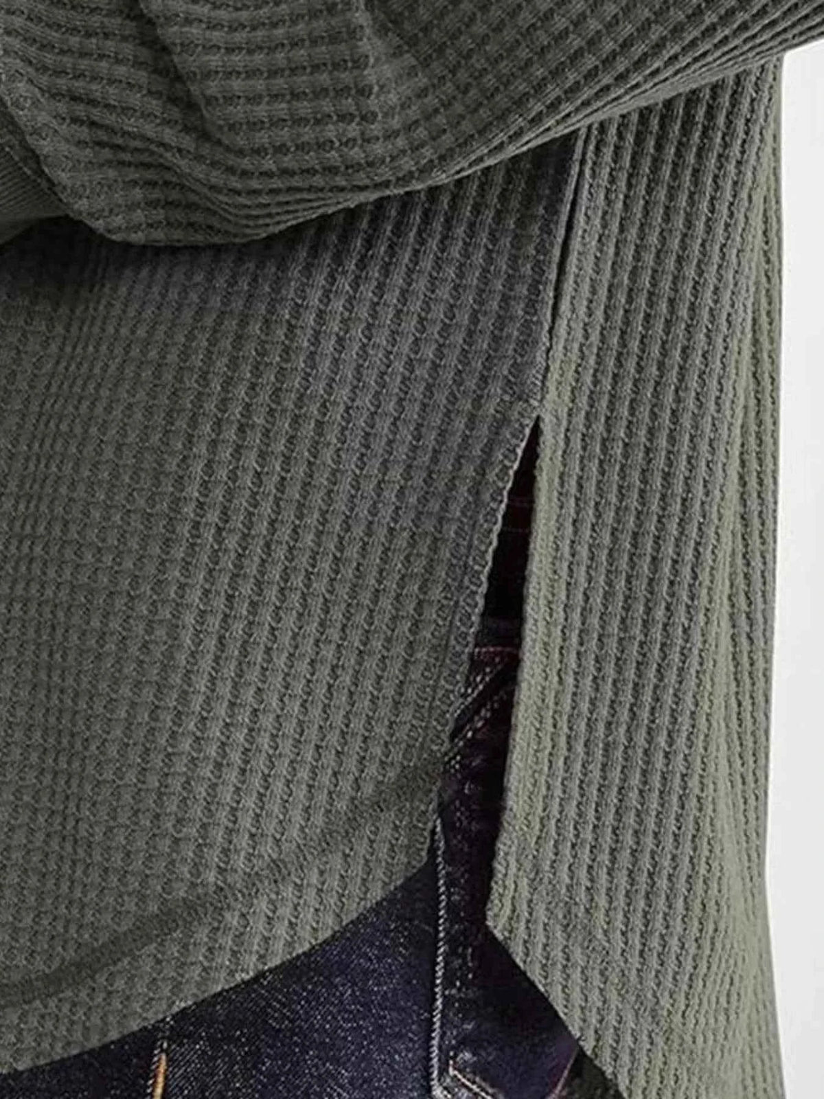Slit Notched Long Sleeve T-Shirt