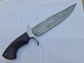 Premium Custom Handmade 15” Damascus Steel Bowie Knife with Rosewood Handle & Steel Guard – Includes Leather Sheath