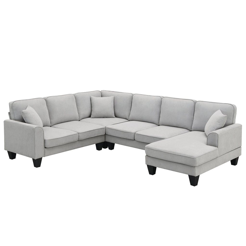 [VIDEO provided] [New] 108*85.5" Modern U Shape Sectional Sofa 7 Seat Fabric Sectional Sofa Set