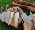 6 pieces custom made Damascus steel chef knives set