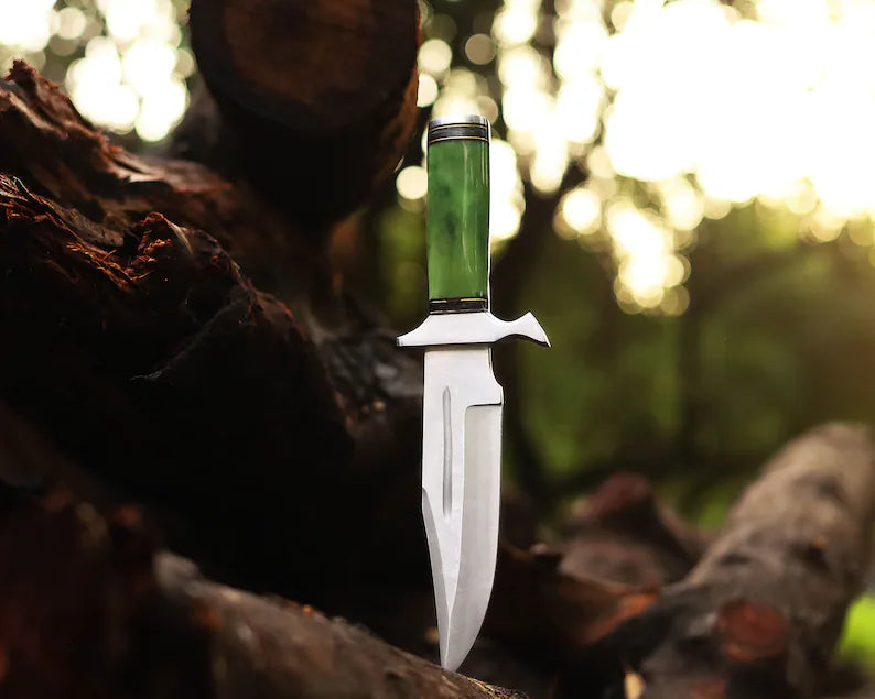 Custom Handmade Jim Bowie Knife – 12” J2 Steel Blade with Camel Bone Handle & Leather Sheath