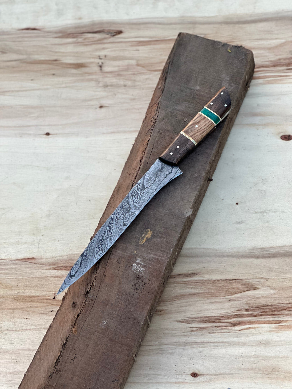 Handmade Damascus Steel Large Fillet Knife Hunting Fishing, Full Tang 13.5 inch