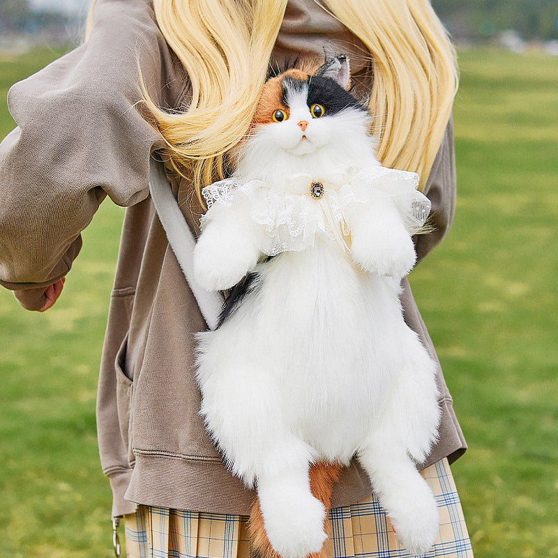 Unique Calico Cat Backpack, Doubles as a Plush Toy and Functional Bag