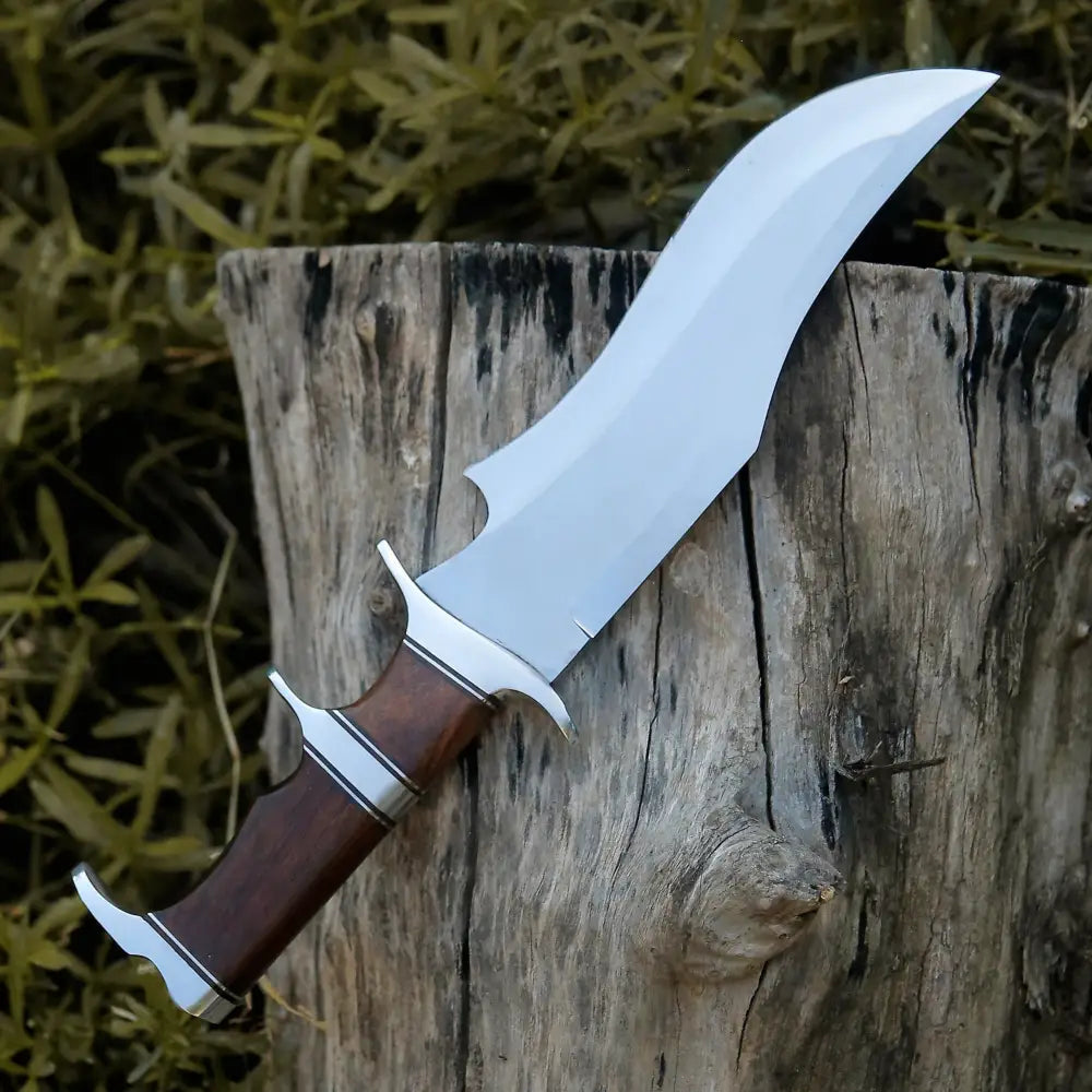 Custom Handmade J2 Steel Bowie Knife with Rosewood Handle & Steel Guard – Includes Leather Sheath