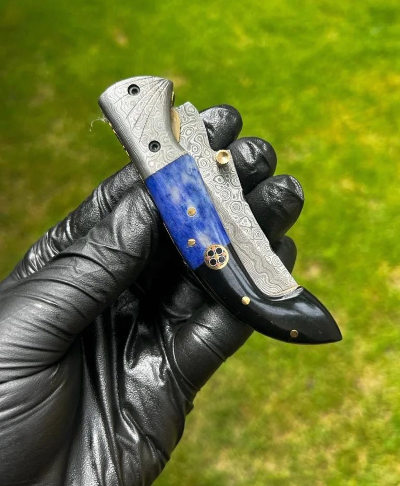 Damascus Steel Pocket Knife - 7.5'' Custom Engraved Gift Knife for Men Husband Dad - Anniversary gifts