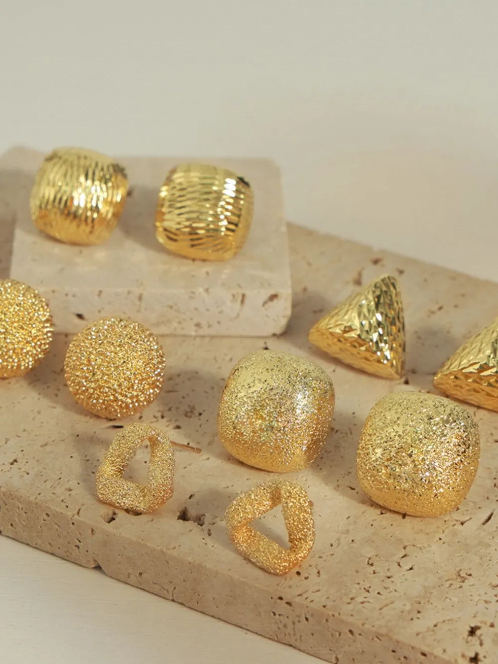 Gold-Plated Geometric Stud Earrings