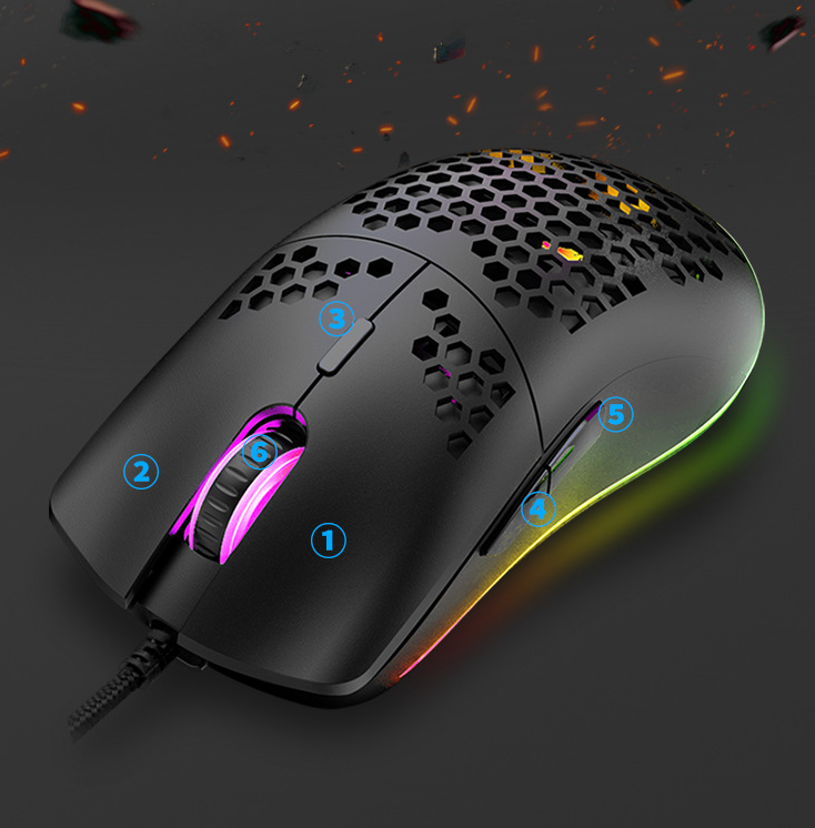 Wired gaming mouse hole mouse RGB luminous macro programming gaming mouse 6 keys