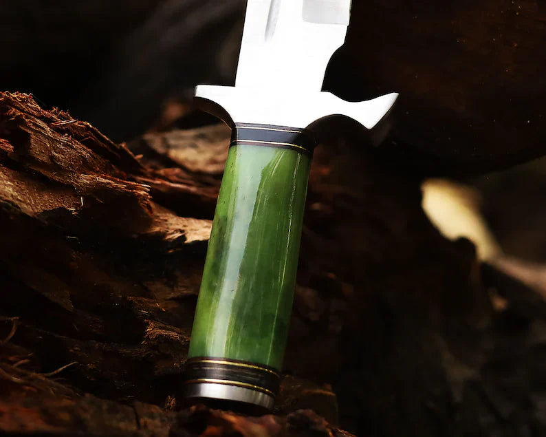 Custom Handmade Jim Bowie Knife – 12” J2 Steel Blade with Camel Bone Handle & Leather Sheath