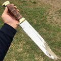 Custom Handmade J2 Steel "Crocodile Dundee" Bowie Knife – 16” with Brass Guard & Leather Sheath | Premium Quality Outdoor & Collector’s Knife