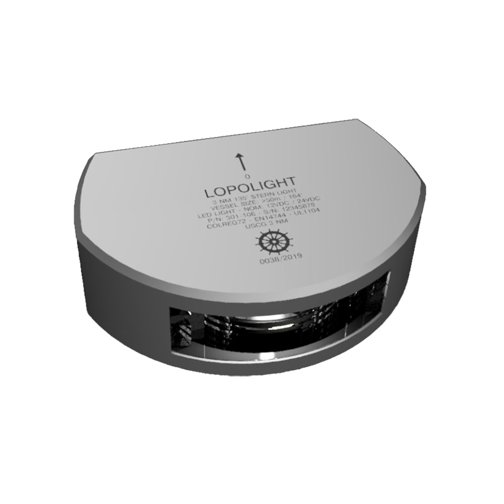 Lopolight Series 301-106 - Stern Light - 3NM - Vertical Mount - White - Silver Housing  [301-106]